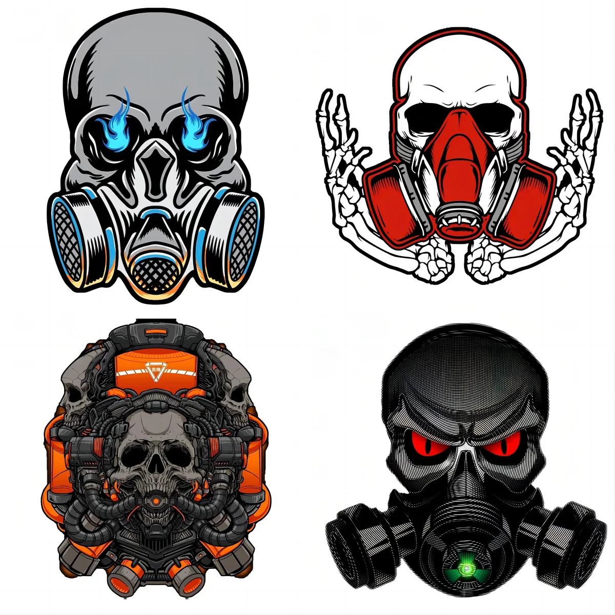 

3D Biochemical Gas Mask Decal Skull Car Sticker SUV 4X4 Window Bumper Trunk Decoration Stickers