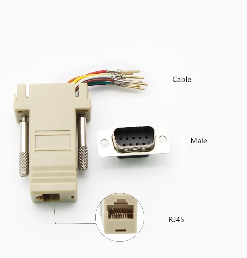 DB9 Female/Male DB9 To RJ45 Adapter Connector Rs232 Modular Cab-9as-fdte To Rj45 Db9 for Computer