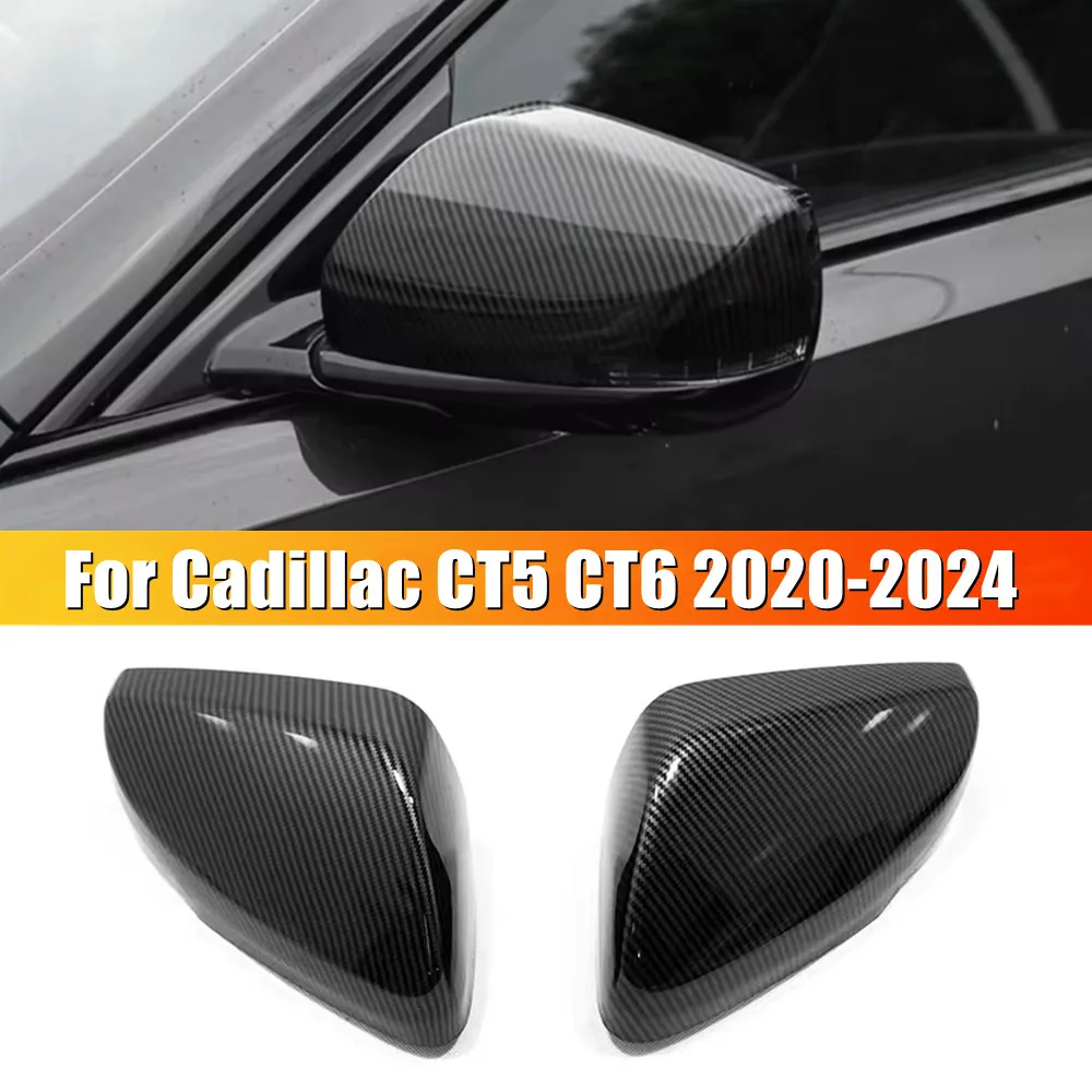 

2PCS For Cadillac CT5 CT6 2020-2024 Rearview Side Mirror Cover Wing Cap Exterior Door Rear View Trim Car Decoration Accessories