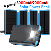30000mAh/20000mAh 5V DC Flip Panel Solar Power Bank Charger USB dual charging solar/Type-C portable for camping mobile device