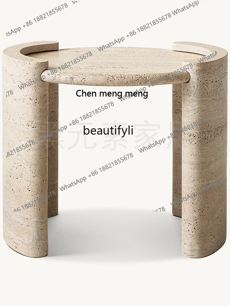 

Modern Minimalist Roman Imported Cave Stone round Living Room Home Sofa Movable Marble Small Coffee Table