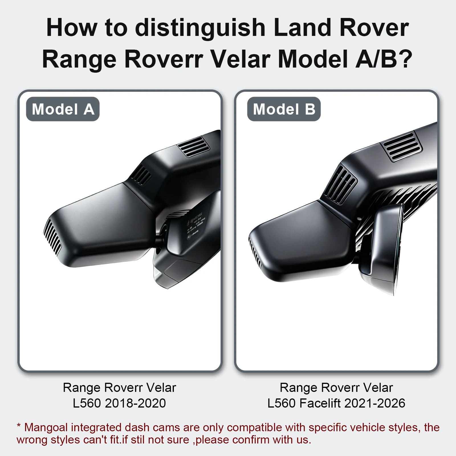 4K GPS WiFi & APP Plug and Play Dash Cam For Land Range Roverr Velar L560 Facelift Dash Car Camera 2018-2026 HD Night Vision