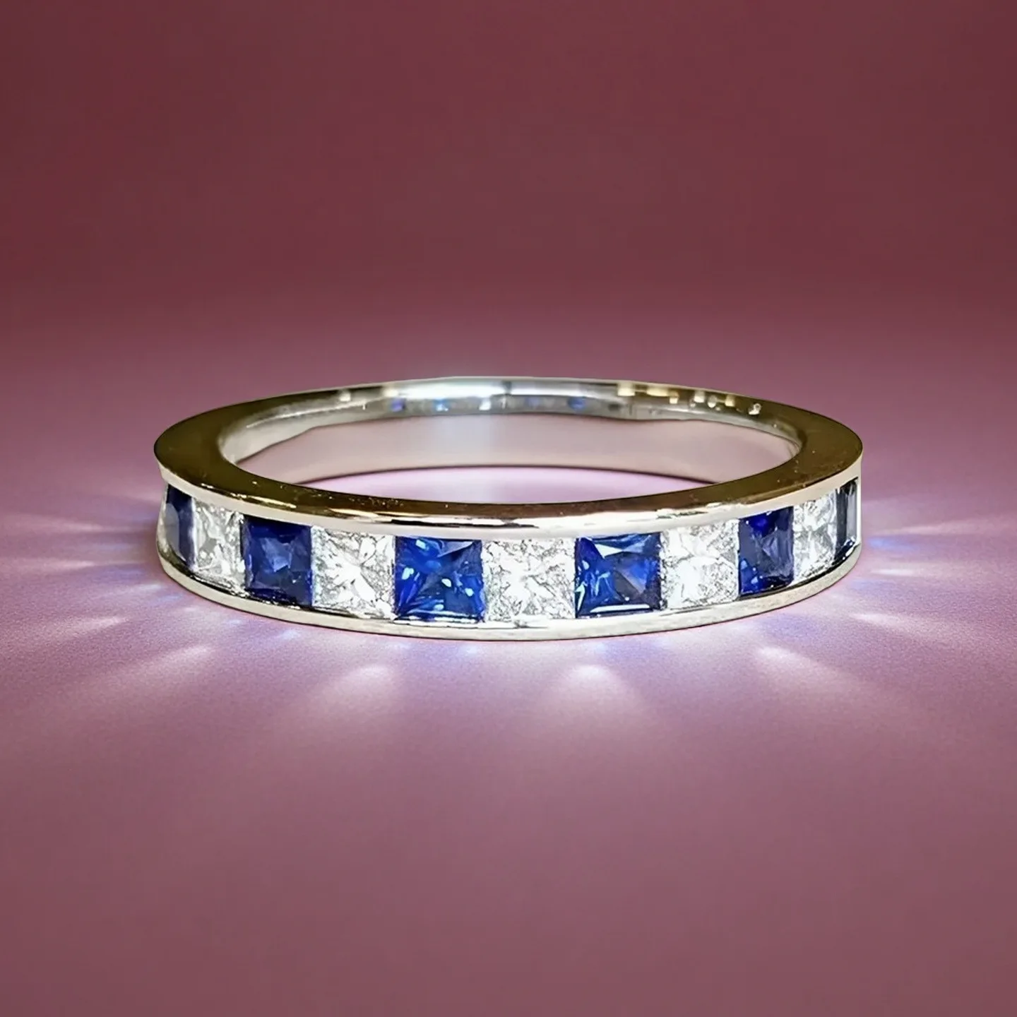 

10pcs Wedding Finger Band Rings With Women Engagement Silver Plated White/Blue Crystal Cubic Zirconia Rings for couple rings