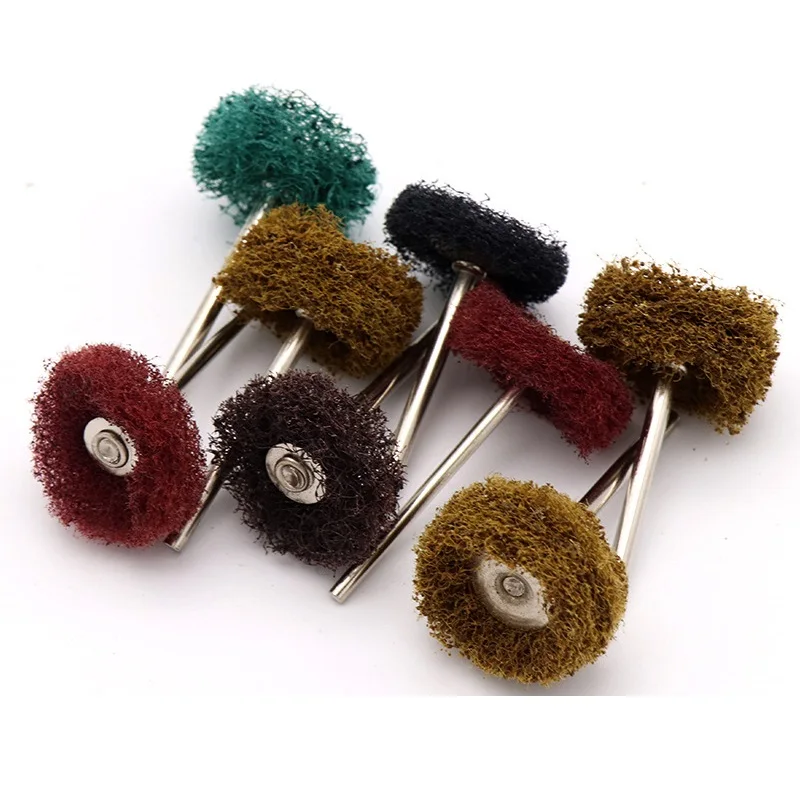 

Шлифовальный круг с хвостовиком 3 мм, шлифовальная шлифовальная головка из нейлонового волокна, инструменты для полировки, мини-дрель, абразивная щетка