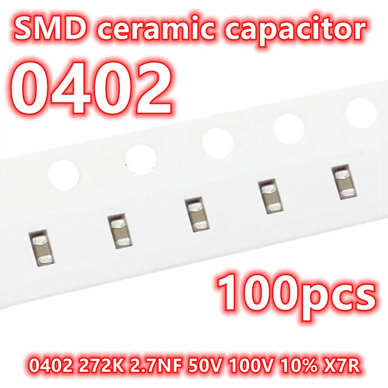 Condensador cerámico Original IC 100, 0402 K, 2.7NF, 50V, 272 V, 100, X7R, SMD, 10%, 1005 piezas