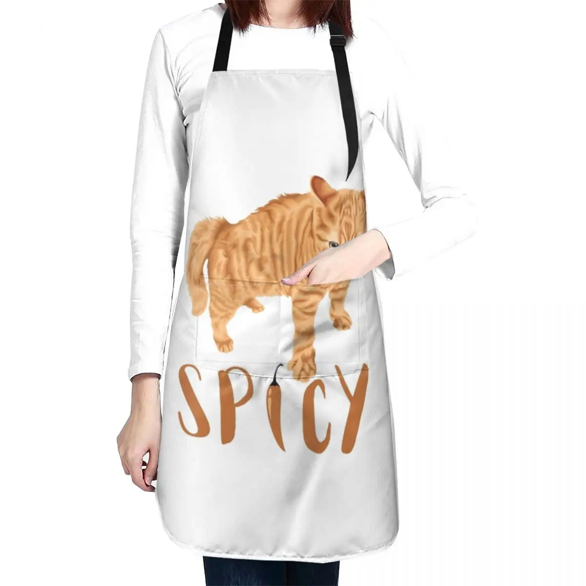 Spicy Boi Ginger Cat Apron Restaurant Kitchen Equipment Household Items Kitchen Camping Apron