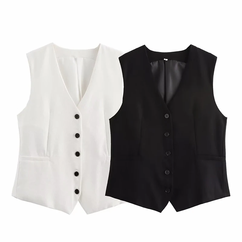 

Простые однотонные жилеты, женские летние костюмы без рукавов, пальто, верхняя одежда без рукавов с v-образным вырезом, дизайнерская дышащая офисная одежда во французском стиле
