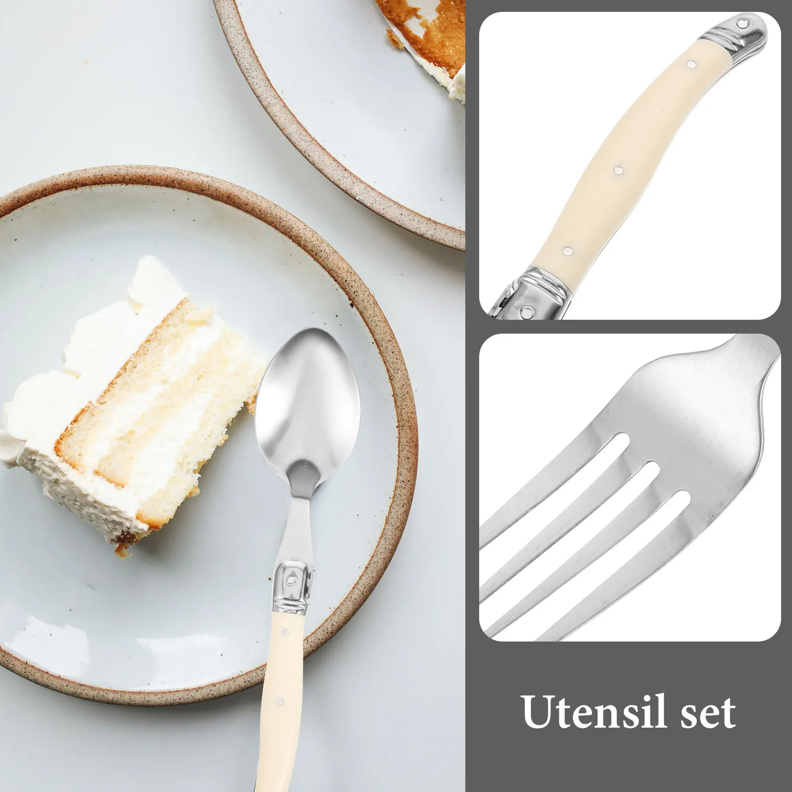 

1Set Stainless Steel Fork Spoon Kit Elegant Dining Experience Contemporary Handle Design Home Hotel Buffet Party