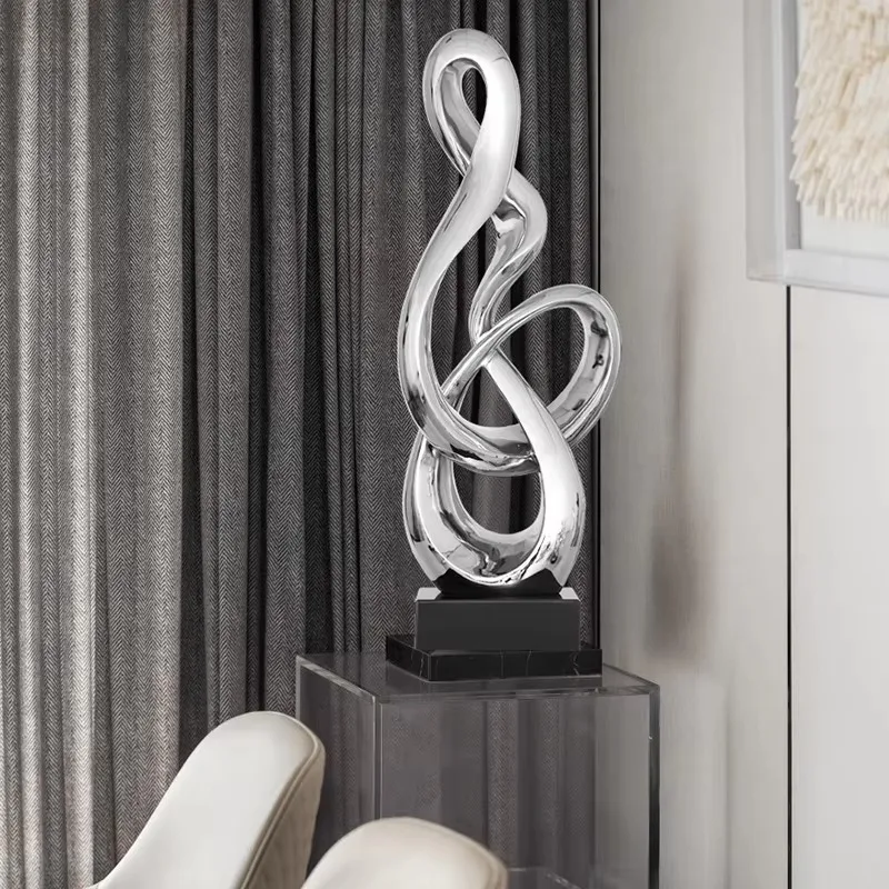 2026 bstract Twisted Loop Sculpture Ornament Solid Gloss Surface Home Living Room Floor Art Decor Square Solid Block Base