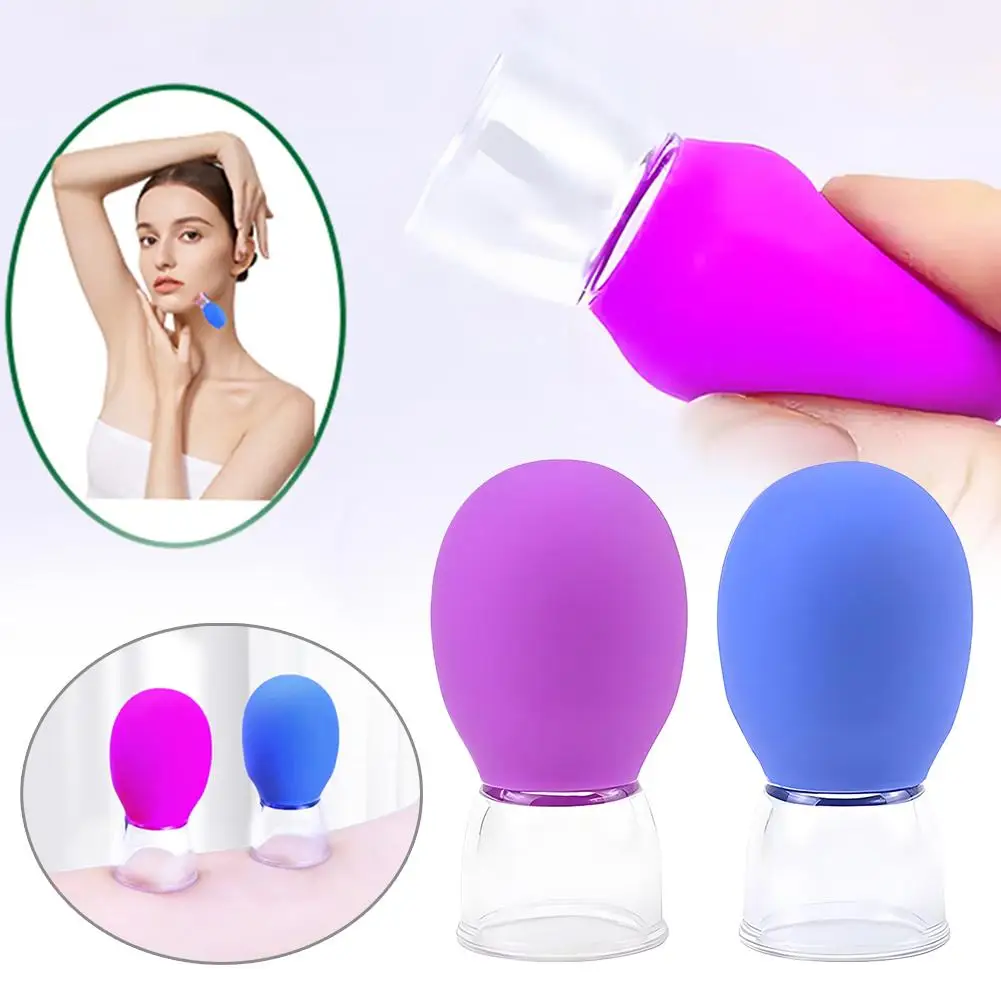 Ventouses de Massage en Silicone, 2 pièces, masseur pour le corps, le visage, le cou et les yeux, soins du visage, outil de nettoyage des pores à la vapeur, soins de la peau