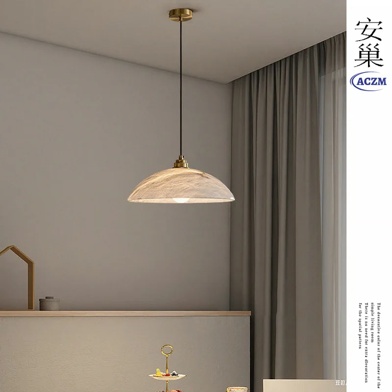 Natural marble restaurant chandelier round light luxury bar table office designer coffee table light