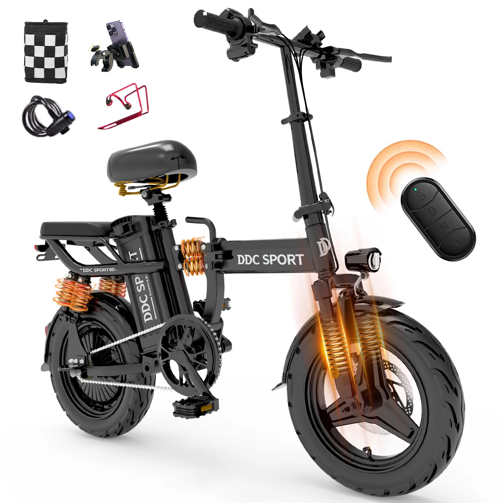 

Folding Electric Bike, Electric Bicycle with 48V 20AH Removable Battery, Folding Electric Bike for Adults Teens,14'' Ebike
