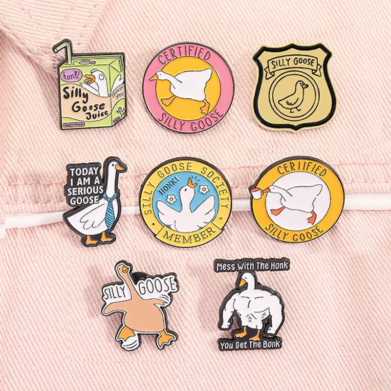 Certified Silly Goose Enamel Pin Mess With The Honk You Get The Bonk Fitness Duck Cartoon Animal Brooch Lapel Badge Jewelry Gift