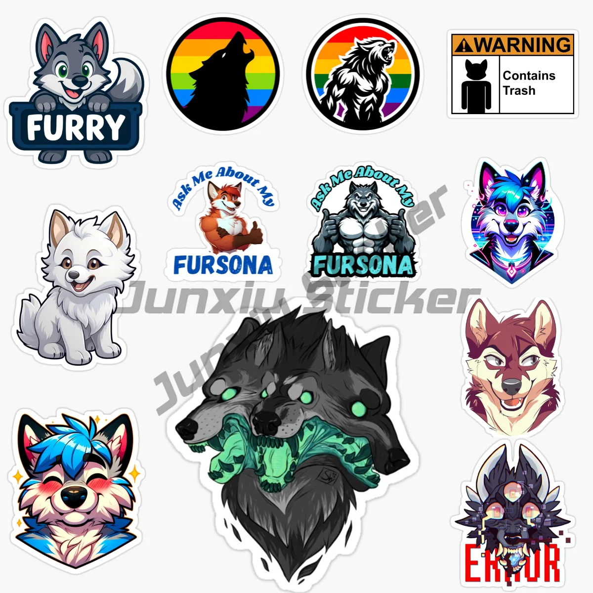 

Cartoon Animation FURRY LONE WOLF PVC Sticker for Decorate Car Bicycle Motorcycle Window Fridge Wall Decal Accessorie