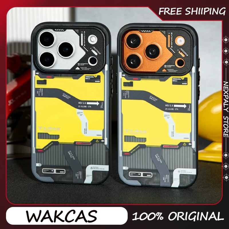 

WAKCAS Mechanical Panel Case for iPhone 15/16/17/17 Pro Max Magnetic Anti-fall Shell Phone MagSafe Protective Cover Personalized