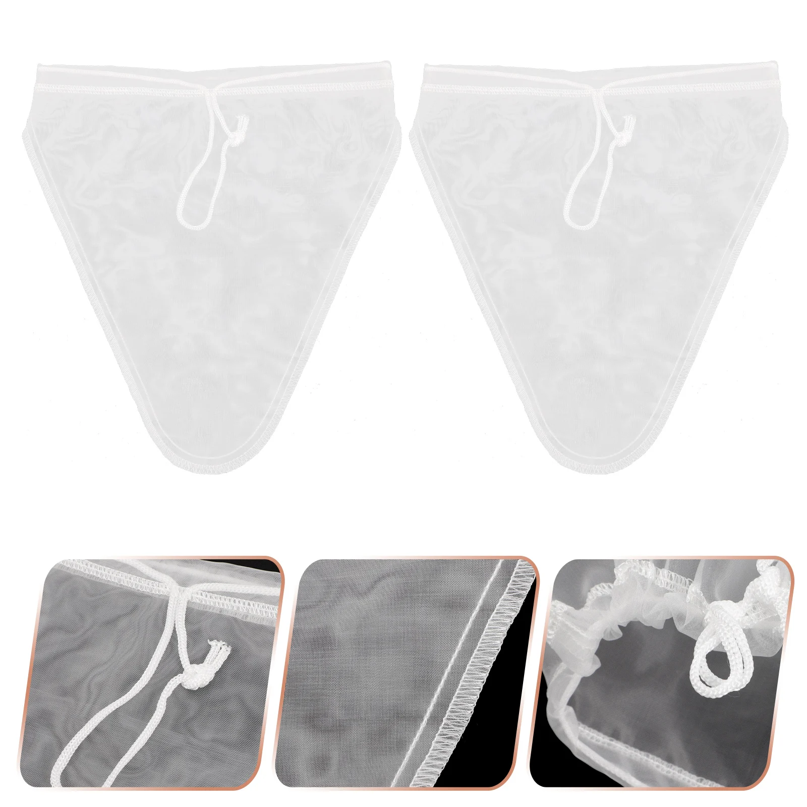 

2 Pcs Mesh Bag Nut Milk Filter Reusable Food Strainer Drawstring Straining Bucket Filters