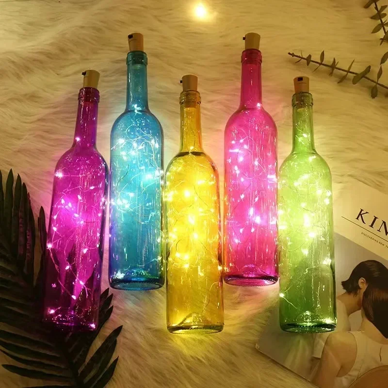 Tira de luces LED para decoración, cable plateado de cobre, guirnalda de luces de hadas, para artesanía con botellas, para bodas y navidad, 1