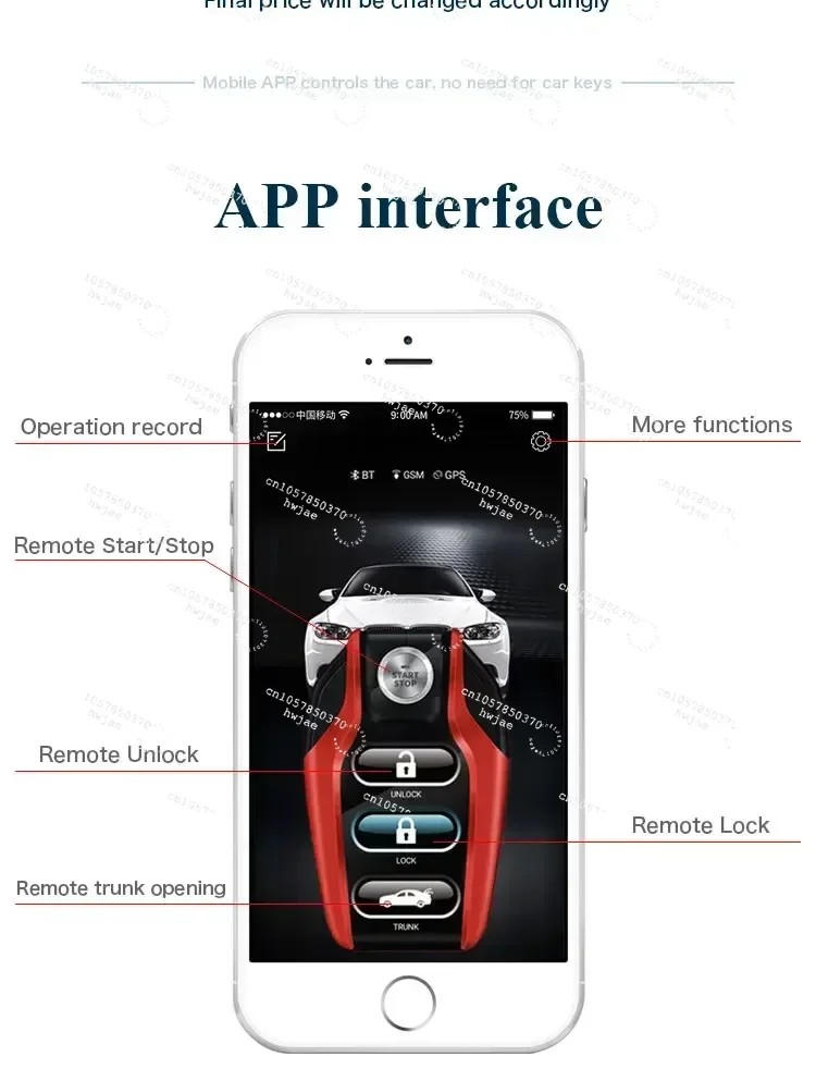 Drop Shipping KOL Cardot NFC 4G Mobile Phone Control Car  Car Alarm Keyless Entry Remote Push Engine Start Stop Smart Key Car