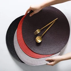 Woven Round Placemat Anti-scalding Heat Insulation Dining Table Mats Western Restaurant Dish Mat Non-slip Household Supplies