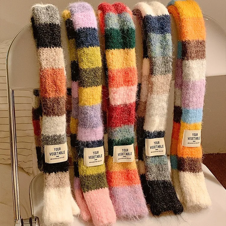 الكورية نمط وشاح محبوك المرأة الشتاء الأوشحة الدافئة الصلبة الكشمير تصميم سميكة شال لينة طويلة الباشمينا الرقبة 2025 جديد