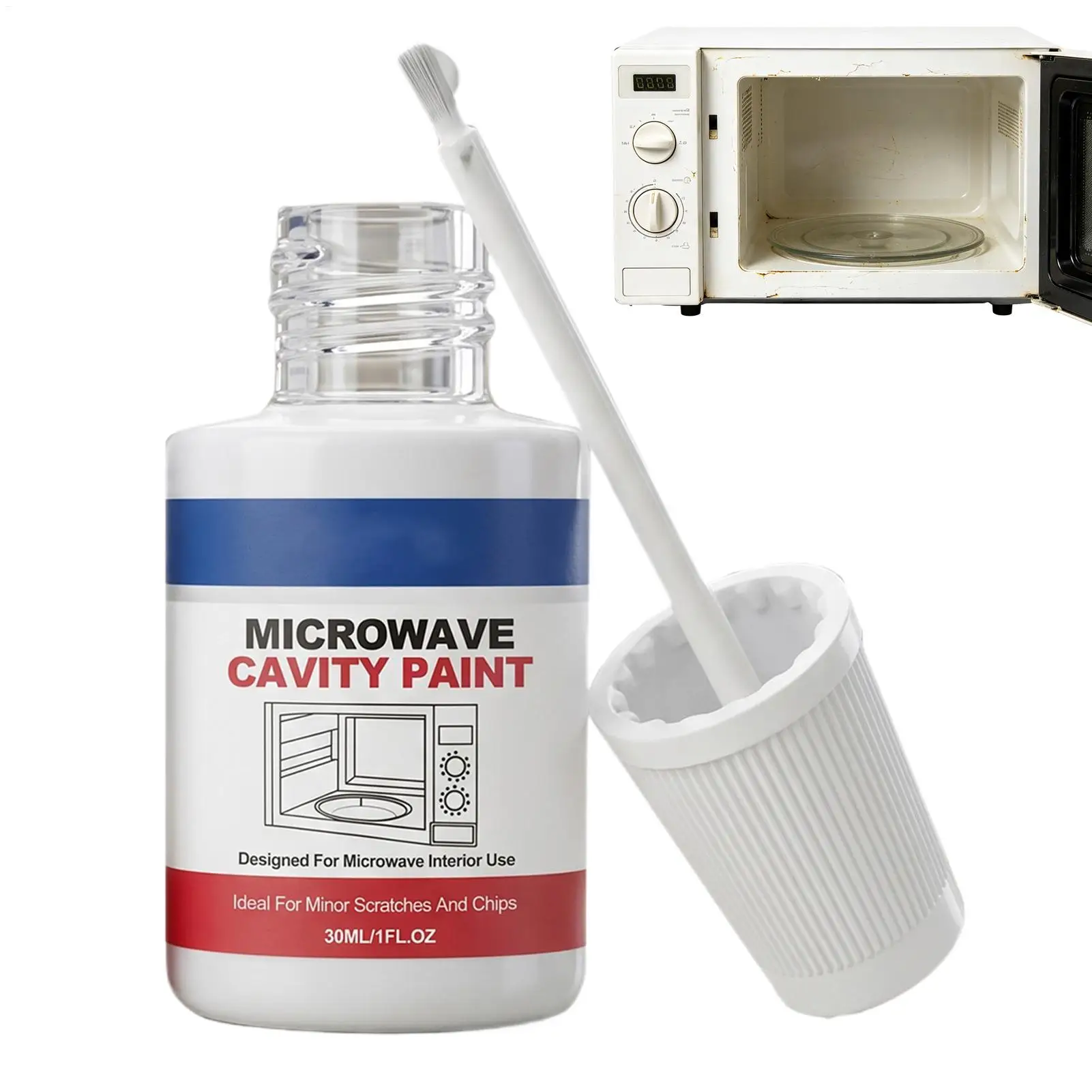 Microwave Interior Cavity Paint 30ml Appliance Repair Touchup High Gloss Microwave Coating for Home Kitchen Apartment Restaurant
