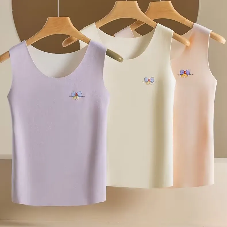 1 Stück Kinder-Thermoweste für Mädchen, Samt, nahtlos, als Unterwäsche, Wärmeoberteil für Herbst und Winter, Baby- und Kinderweste, verdickte Unterwäsche