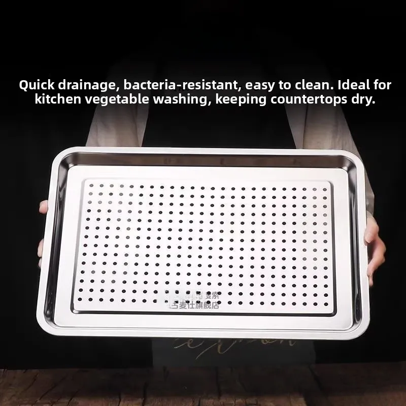 

Поднос для слива масла из нержавеющей стали, прямоугольный поддон для контроля масла, корзина для выщела, корзина для фруктов для домашнего использования, сетчатый поддон для слива масла