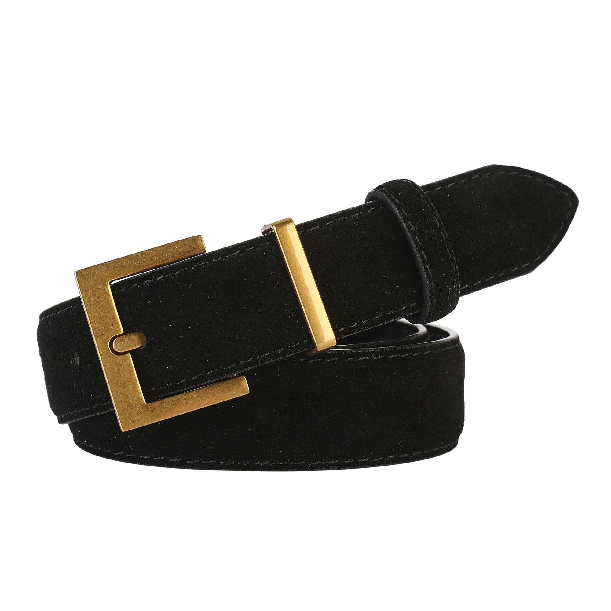 Trendiger Damen-Doppelgürtel aus echtem Leder, elegantes Rindsleder-Wildleder mit stilvoller quadratischer Legierungsschnalle, ideal für Kleider und Jeans – Detail 16