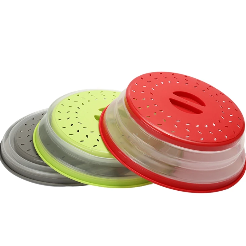 

A36F Hot 2-In-1 Foldable Microwave Splash Guard And Vegetable Washing Strainer The Ultimate Space-Saving Kitchen Essential