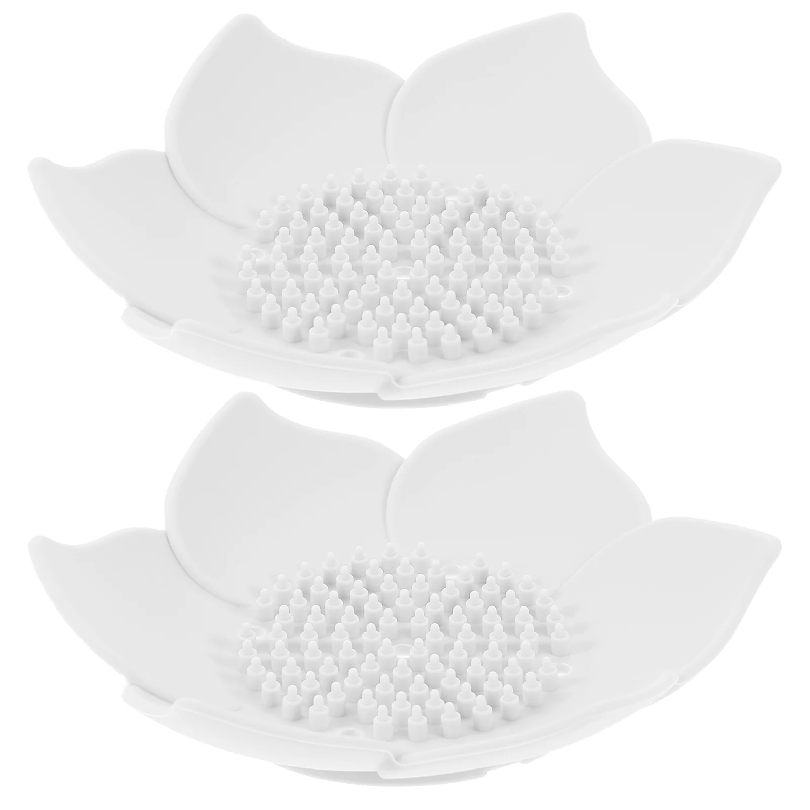 2 Pcs Silicone Soap Dish Natural Drying Multi-function Tray Case Bracket Holder Self-draining Flower-shape Silica Gel