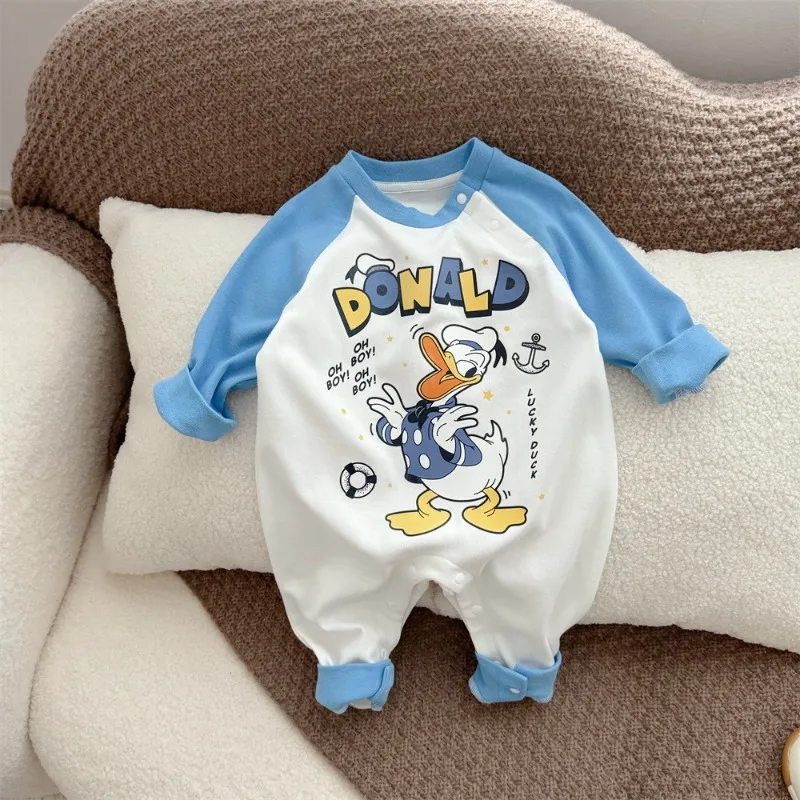 Newborn Disney Baby Clothes Jumpsuit Cartoon Mickey Pooh Donald Duck Daisy Girl Boy Long Sleeve Clothes Infant Romper K221