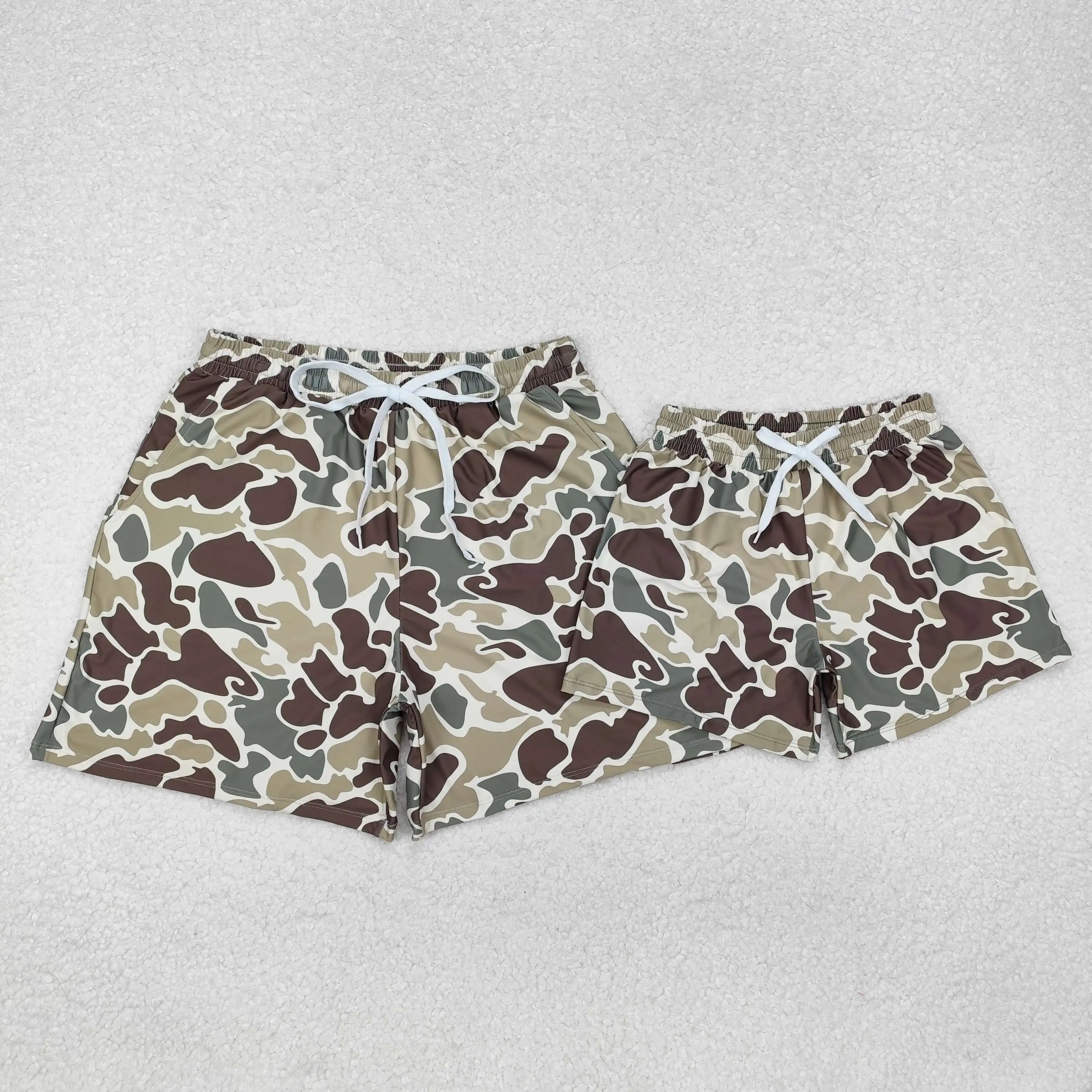 Commercio all'ingrosso Baby Boy Adullt Men Camo Deer Caccia Costume da bagno Beachwear Shorts Summer Costumi da bagno Bottoms Genitore-figlio Corrispondenza