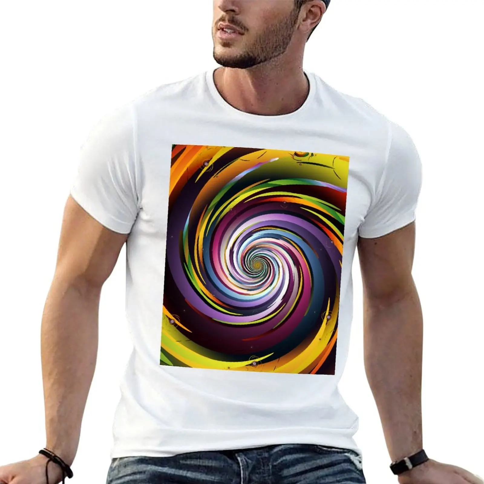 Rainbow Vortex Spiral Art T-Shirt topping heavyweights oversized t shirt men