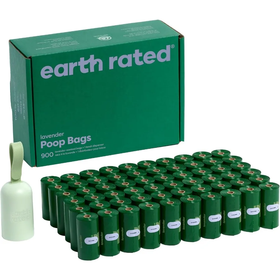 

Dog Poop Bag Holder with Bags Durable and Guaranteed Leakproof Lavender Scented 1 Dispenser and 900 Count