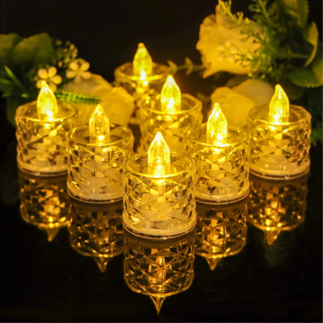 6/12Pcs Flameless LED Candle Light Halloween Wedding Christmas Decoration Creative Candle Light Wishing LED Tea Lamp Warm White