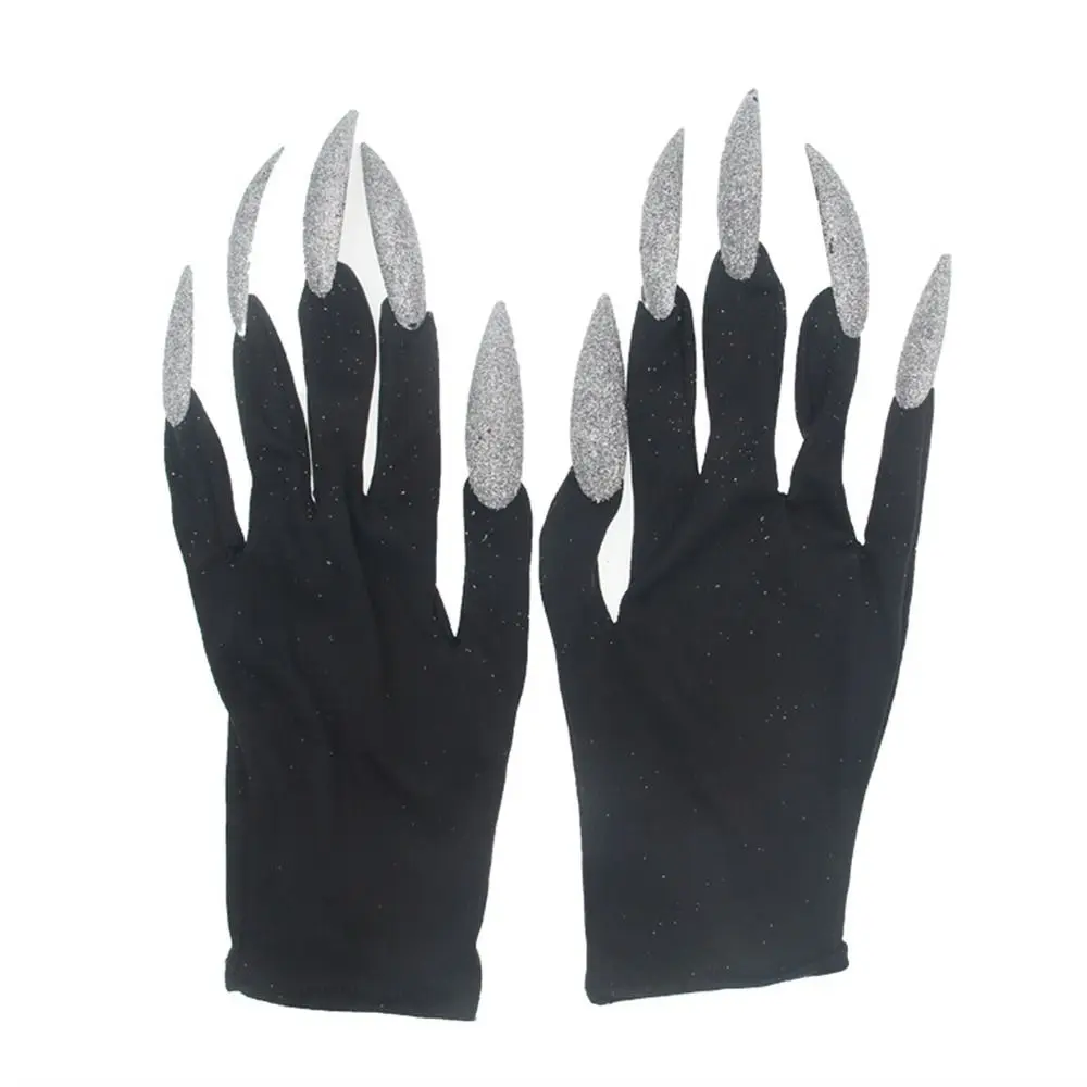 Cool Long Nails Cosplay Gloves Gothic Punk Gloves With Claws Party Scary Props Festival