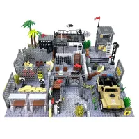 Building blocks MOC military training camp outpost shooting range DIY assembling small particle building blocks scene