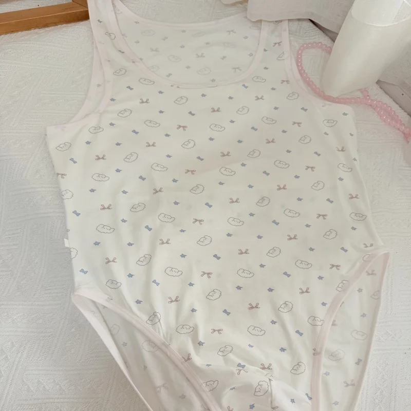 

ABDL Adult Baby Bodysuit Men's Lightweight breathable Modal Cotton Jumpsuit Cute Print Plus Size Convex Pouch Onesie DDLG Gift