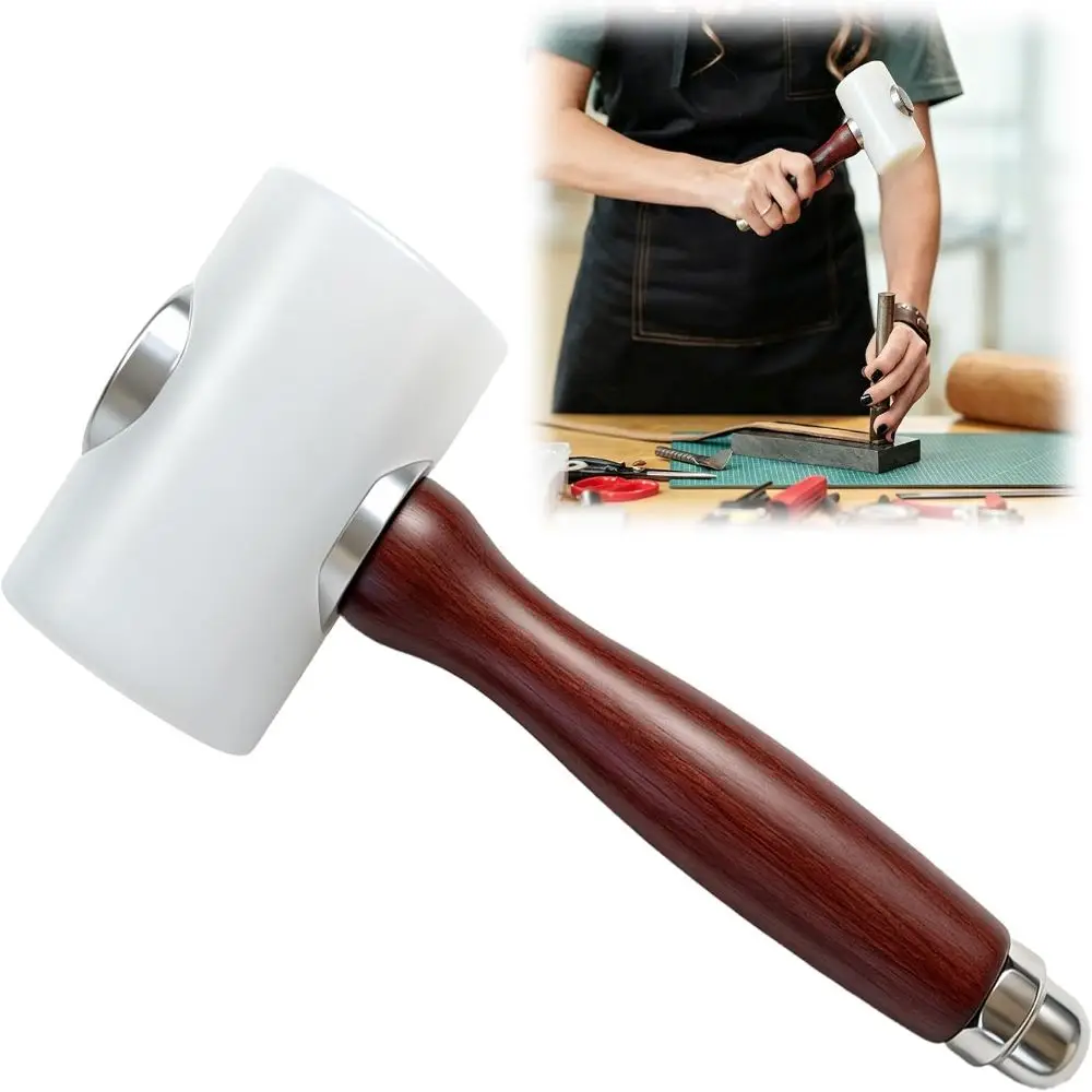 Practical Nylon T Head Carving Hammer Cowhide Tool Wood Handle Leather Mallet Leather Carving Sewing Mallet Leathercraft