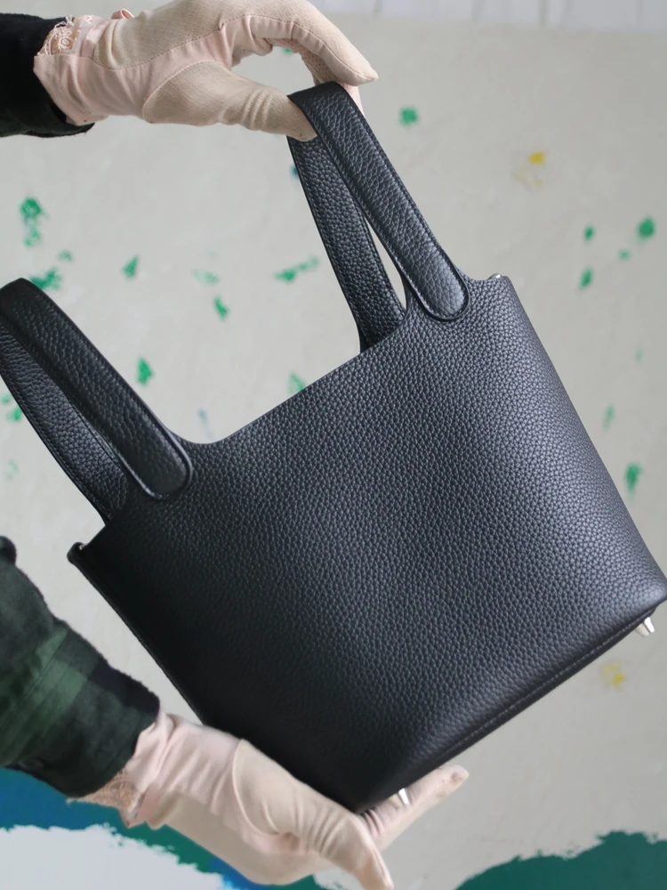 

High Quality Luxury Bucket Bag Genuine Leather Women Tote Bag\Handbag Fashion Simple 100% Real Cowhide Leather Lady Bag Soft New