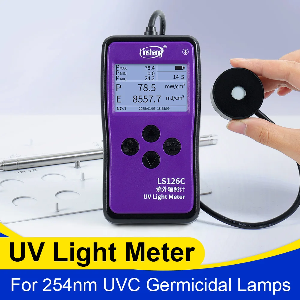 UVC Light Meter 254nm UV Radiometer Ultraviolet Intensity Meter UVC254 Radiation Tester UV Irradiance Meter LS126C