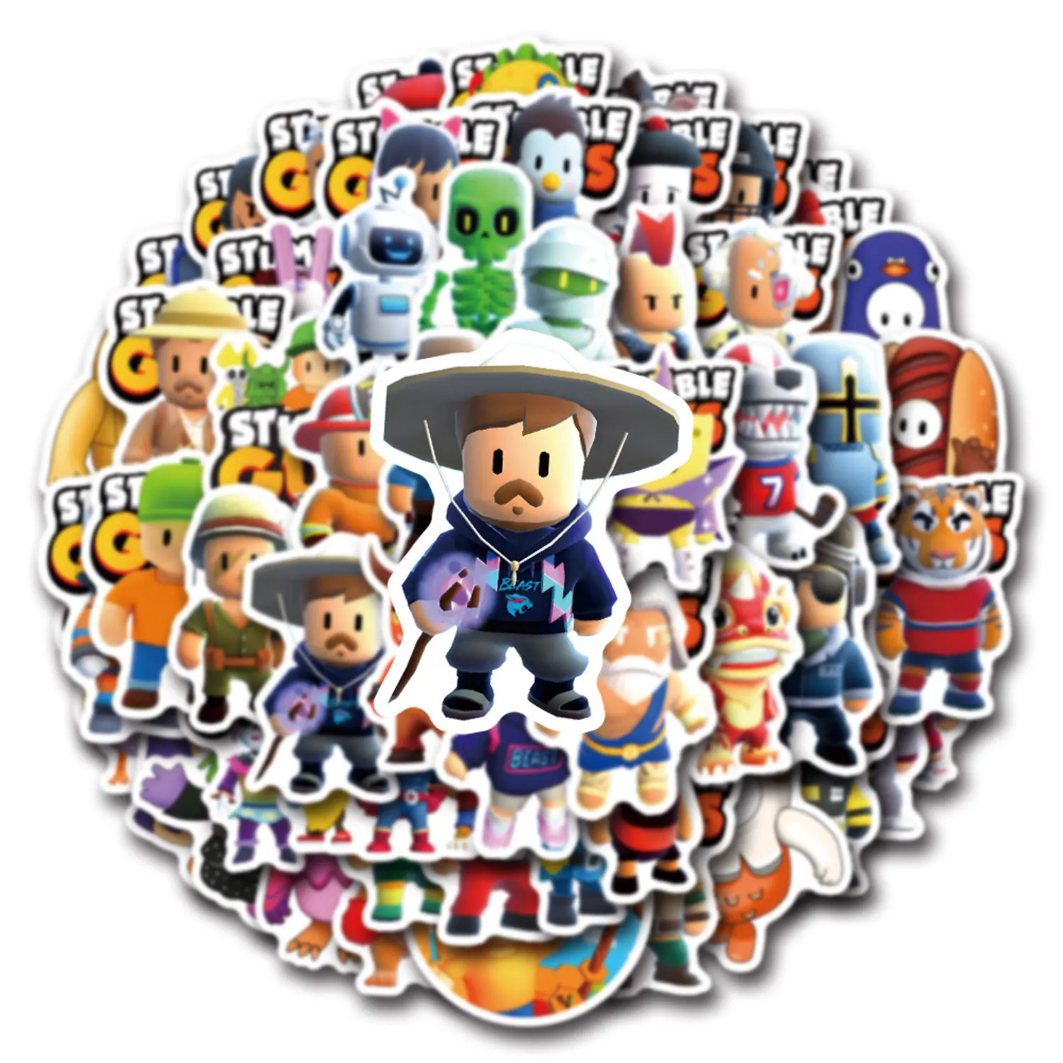 10/30/55PCS Funny Stumble Guy Stickers Cartoon Graffiti Sticker Game DIY Scrapbook Luggage Laptop Car Bike Skateboard Kids Toy