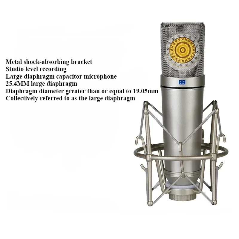 U87 Large Diaphragm Metal Capacitor Microphone for Live Streaming Mobile Phone Computer Singing and Recording