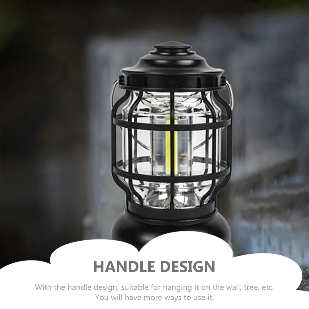Portable Vintage Camping Lantern Light Handled Retro Style Outdoor Hanging Lamp For Tent Garden Party Durable Cozy Atmosphere
