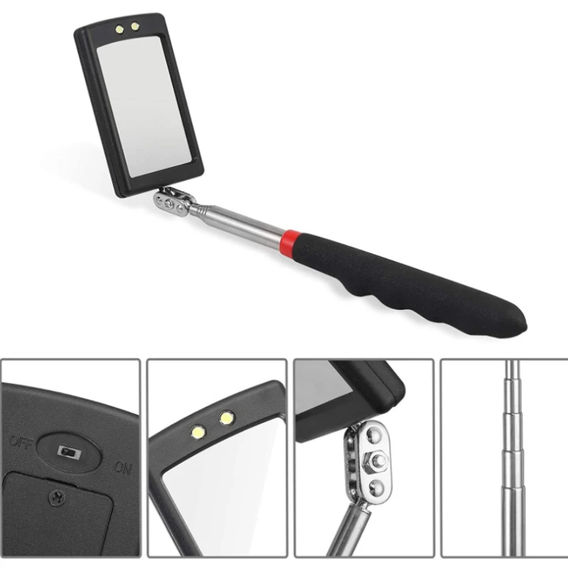 

Portable Telescoping Flexible Head Inspection Mirror 360 Rotation Mechanic Inspection Mirror Telescopic Handle Repairing Tools