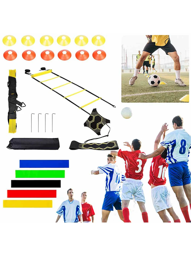 アジリティラダー スピードトレーニング器具セット 20フィート スピードラダー サッカーコーン12個 サッカー フットボール バスケットボール用