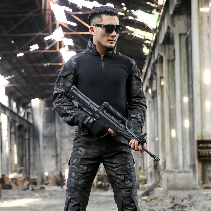 Men Tactical Camouflage Clothes Men CPU Hunting Clothing Men Women Tactical Uniform Combat Shirt And Cargo Pants With Knee Pads