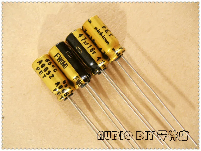 Imagem -02 - Capacitor Eletrolítico Áudio Série Nichicon fw 47uf 16v 16v 50 Pcs