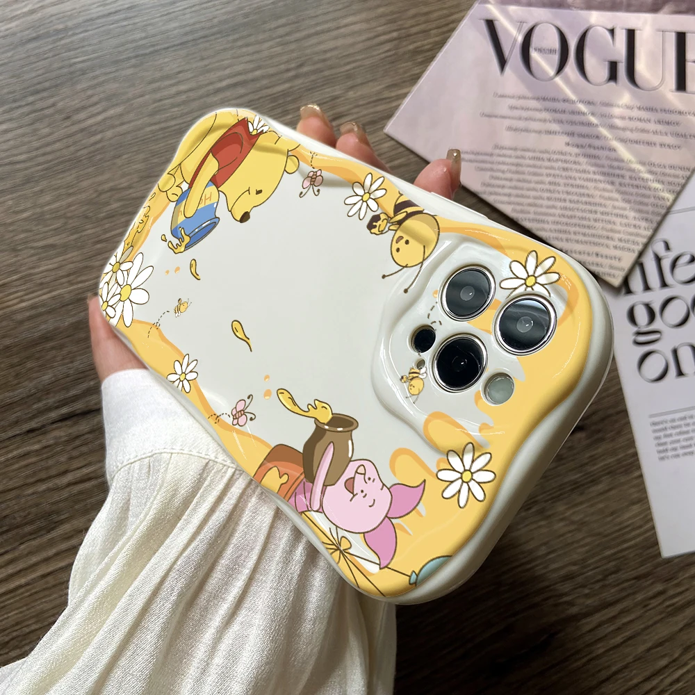 Cute Pooh Bear Winnie Phone Case for Oppo Reno 12 11 8 7 6 5 4 Reno12 Reno11 Reno8 Reno7 Reno6 T Z F Pro 4G 5G 3D Creamy Cover