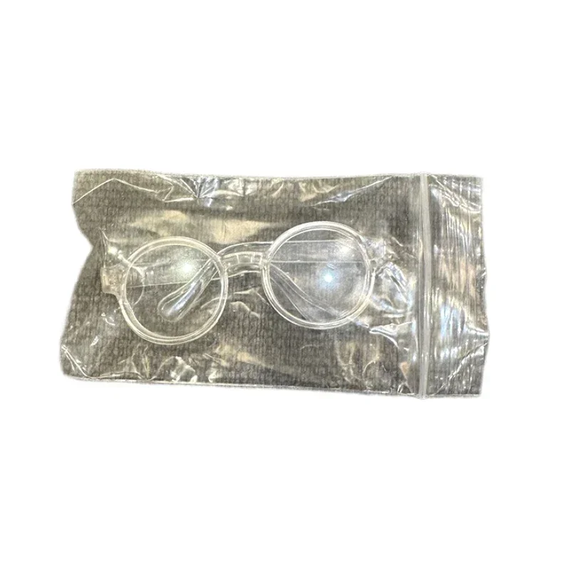 Accessori fai da te da 1 pezzo Occhiali di plastica trasparenti per bambole in cotone da 10 cm e occhiali da sole per bambole in peluche da 17 cm